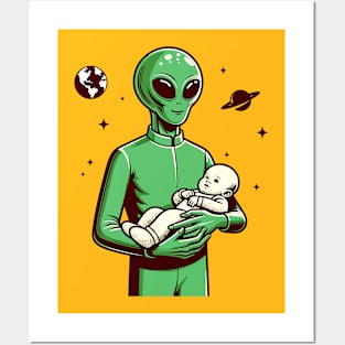 Alien carrying a baby Posters and Art